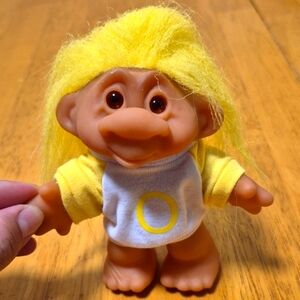 Yellow and Brown Vintage-Style Troll Doll